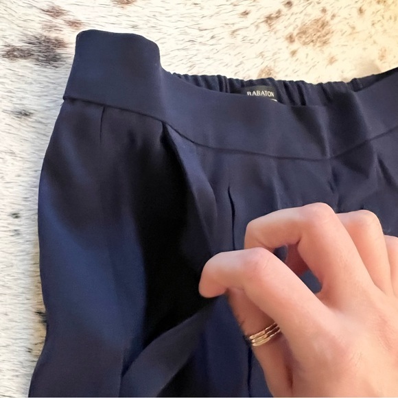 BABATON‎ Cohen Pants Navy Blue Pleated Elastic Waist Crop Trouser Size 4 - Picture 5 of 11
